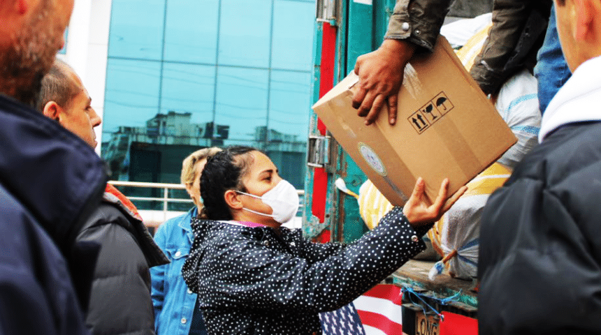giving charity to people of Turkey after earthquake crisis