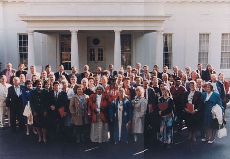 Chairwoman Rosemary Cambra with Tribal leaders and supporters in front of the White House, 1995