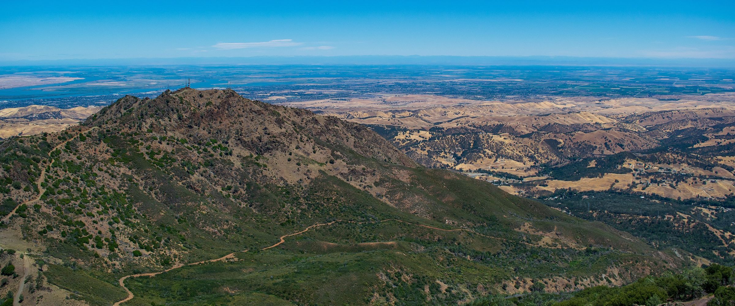 North Peak and the rolling foothills of Mount Diablo, seen from the summit