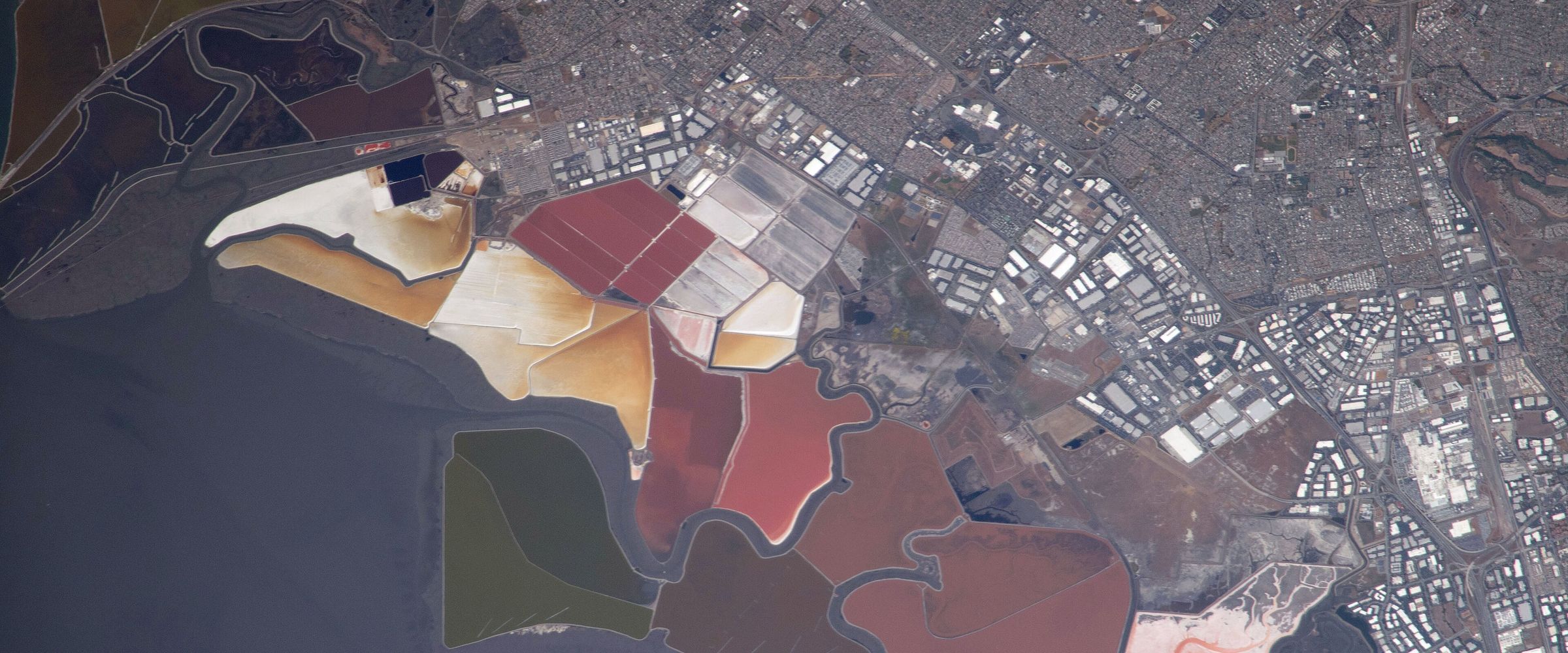 South San Francisco Bay salt ponds photographed from the International Space Station